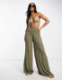 South Beach oversized beach trouser in khaki