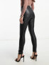 Pieces Petite high waisted coated leggings in black