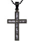 ფოტო #1 პროდუქტის Men's Diamond Accent Camo Carbon Fiber 24" Cross Pendant Necklace in Black Ion-Plated Stainless Steel