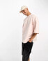 Dr Denim Curtis small logo oversized t-shirt with logo back print in pink Розовый, XS - фото #4