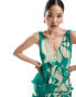 Фото #2 товара Pretty Lavish exclusive to ASOS Piper ruffle maxi dress in bright jade green floral