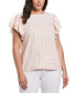 Фото #1 товара Plus Size Linen Blend Flutter Short Sleeve Top