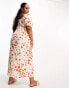 Фото #6 товара Wednesday's Girl Curve strawberry print milkmaid midaxi dress in cream