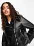 ASOS DESIGN Petite ultimate faux leather biker jacket in black 34 - фото #7