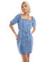 Noisy May denim midi dress in mid wash