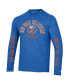 Фото #2 товара Men's Heather Royal Distressed New York Islanders Multi-Logo Tri-Blend Long Sleeve T-shirt