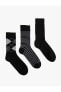 Çizgili 3'lü Soket Çorap Seti Geometrik Desenli