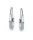ფოტო #2 პროდუქტის Safety Pin Threader Earrings Crystal Accent Silver Tone Surgical Steel
