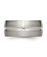 Titanium Brushed and Polished Grooved Wedding Band Ring