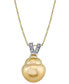 ფოტო #1 პროდუქტის Baroque Cultured Golden South Sea Pearl (11mm) & Diamond Accent 18" Pendant Necklace in 14k Gold