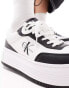 Calvin Klein Jeans bold flatform trainers in black & white