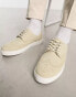 ASOS DESIGN lace up brogue shoes in beige faux suede