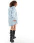 ASOS DESIGN Curve denim mini shirt dress with front pockets in bleach wash