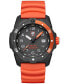 Men's Swiss Bear Grylls Survival SEA Series Never Give Up Dive Orange Rubber Strap Watch 42mm