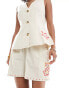 Фото #2 товара Native Youth embroidered detail linen shorts co-ord in neutral