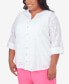 Фото #5 товара Plus Size Paradise Island Button Front Eyelet Top