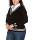 ფოტო #3 პროდუქტის Plus Size V-Neck Twofer Sweater