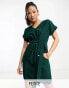 Фото #1 товара Closet London Petite belted tulip mini dress in emerald