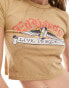 Ed Hardy baby tee in washed coffee with retro grpahic