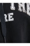 Crop Sweatshirt Spor Slogan Nakışlı Kapüşonlu Ribanalı