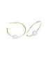 Фото #3 товара Stylish Sterling Silver 14K Gold Plating and Genuine Freshwater Pearl Round Hoop Earrings