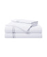 Фото #1 товара Sateen Twin Sheet Set, 1 Flat Sheet, 1 Fitted Sheet, 2 Pillowcases, 600 Thread Count, Sateen Cotton, Pristine White with Fine Baratta Embroidered 3-Striped Hem