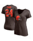 Фото #1 товара Women's Nick Chubb Brown Cleveland Browns Player Icon Name and Number V-Neck T-shirt