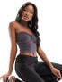 Fashionkilla sculpted bandeau top in charcoal blue