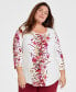 Plus Size Floral-Print Scoop-Neck Top, Created for Macy's Neo Natural Cb, 0X - фото #1