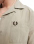 Fred Pery lightweight textured revere collar shirt in beige