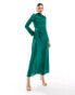 ASOS DESIGN high neck satin maxi dress in emerald green Изумрудный, 46 - фото #3