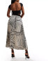 Фото #3 товара Style Cheat pleated midi skirt with belt in geo print