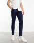 Фото #1 товара ASOS DESIGN smart skinny linen mix trousers in navy