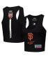 Women's Black San Francisco Giants Fast Lane Fitted Tri-Blend Cropped Tank Top