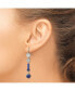 Фото #3 товара Stainless Steel Polished Lapis Beads Dangle Earrings