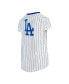 Big Girls White Los Angeles Dodgers Pinstripe V-Neck T-shirt