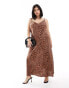 ASOS DESIGN Curve maxi slip dress in spun in animal print