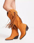 Фото #2 товара ASOS DESIGN Comet fringe western knee boot in tan