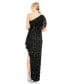 ფოტო #5 პროდუქტის Women's Asymmetric Beaded One Shoulder Gown