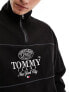 Фото #3 товара Tommy Jeans relaxed luxe athletic 1/2 zip fleece in black