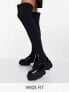 Фото #1 товара ASOS DESIGN Wide Fit Kimmy flat chunky over the knee boots in black