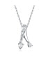 Sterling Silver White Gold Plated Cubic Zirconia Thin Ribbon Pendant