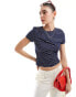 Фото #1 товара ASOS DESIGN twist front t-shirt in navy stripe