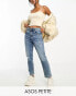 Фото #1 товара ASOS DESIGN Petite slim fit comfort mom jeans with rip in mid blue