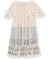 ფოტო #5 პროდუქტის Toddler & Little Girls Floral-Print Colorblocked Dress & Crochet Vest, 2 Piece Set