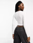 Noisy May scoop neck cropped long sleeve top in white