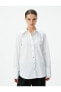 Фото #5 товара Рубашка женская Koton Классическая из поплина с длинным рукавом, застежка на пуговицы, Regular Fit, из хлопка