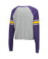 Фото #3 товара Women's Heathered Gray, Purple LSU Tigers Decoder Pin Raglan Long Sleeve T-shirt