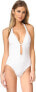 Фото #1 товара Kate Spade New York 261317 Women's Embroidered Halter Plunge Swimsuit Size M