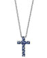 ფოტო #1 პროდუქტის EFFY® Sapphire Ombré Cross 18" Pendant Necklace (2-1/2 ct. t.w.) in Sterling Silver